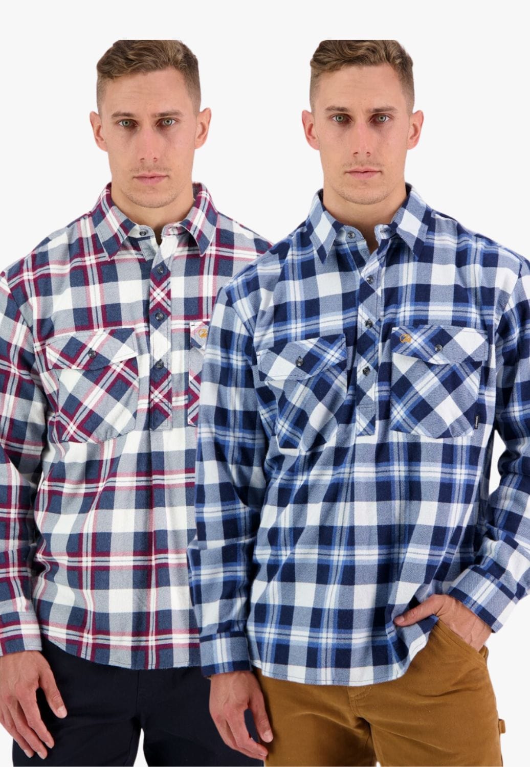 Swanndri CLOTHING-MensWinterTops Swanndri Mens Egmont Closed Front Flannelette Shirt Twin Pack