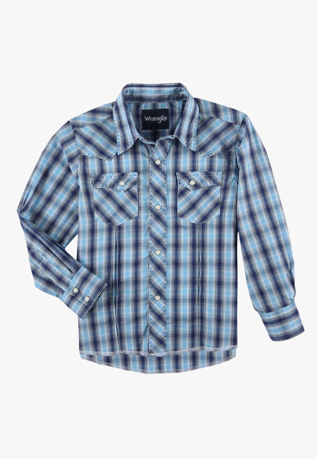 Boys store Wrangler pearl snap longsleeve shirts