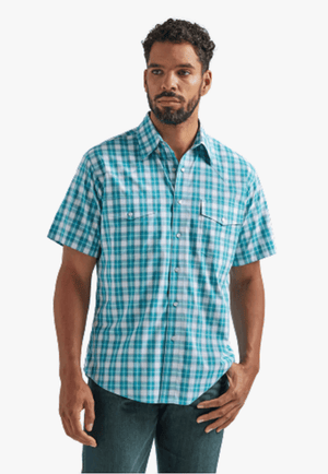 Wrangler CLOTHING-Mens Short Sleeve Shirts Wrangler Mens Wrinkle Resist Short Sleeve Shirt