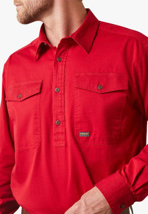 Ariat CLOTHING-Mens Long Sleeve Shirts Ariat Mens Rebar Half Button Long Sleeve Work Shirt