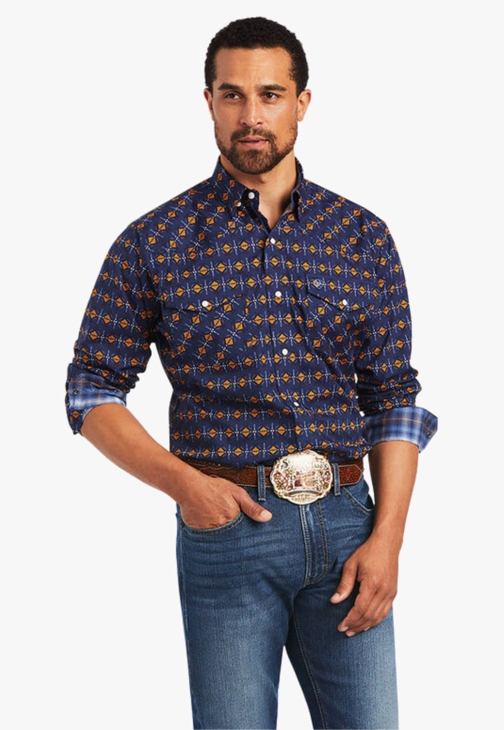 Ariat CLOTHING-Mens Long Sleeve Shirts Ariat Mens Relentless Steeled Stretch Long Sleeve Shirt