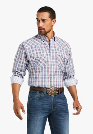 Ariat CLOTHING-Mens Long Sleeve Shirts Ariat Mens Relentless Steely Stretch Fit Classic Snap Long Sleeve Shirt