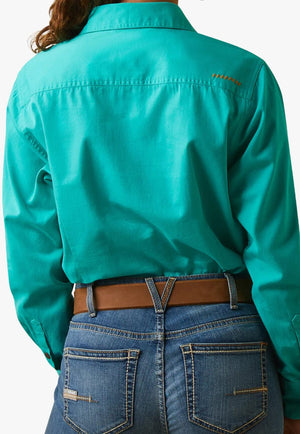 Ariat CLOTHING-Womens Long Sleeve Shirts Ariat Womens Rebar Half Button Long Sleeve Work Shirt