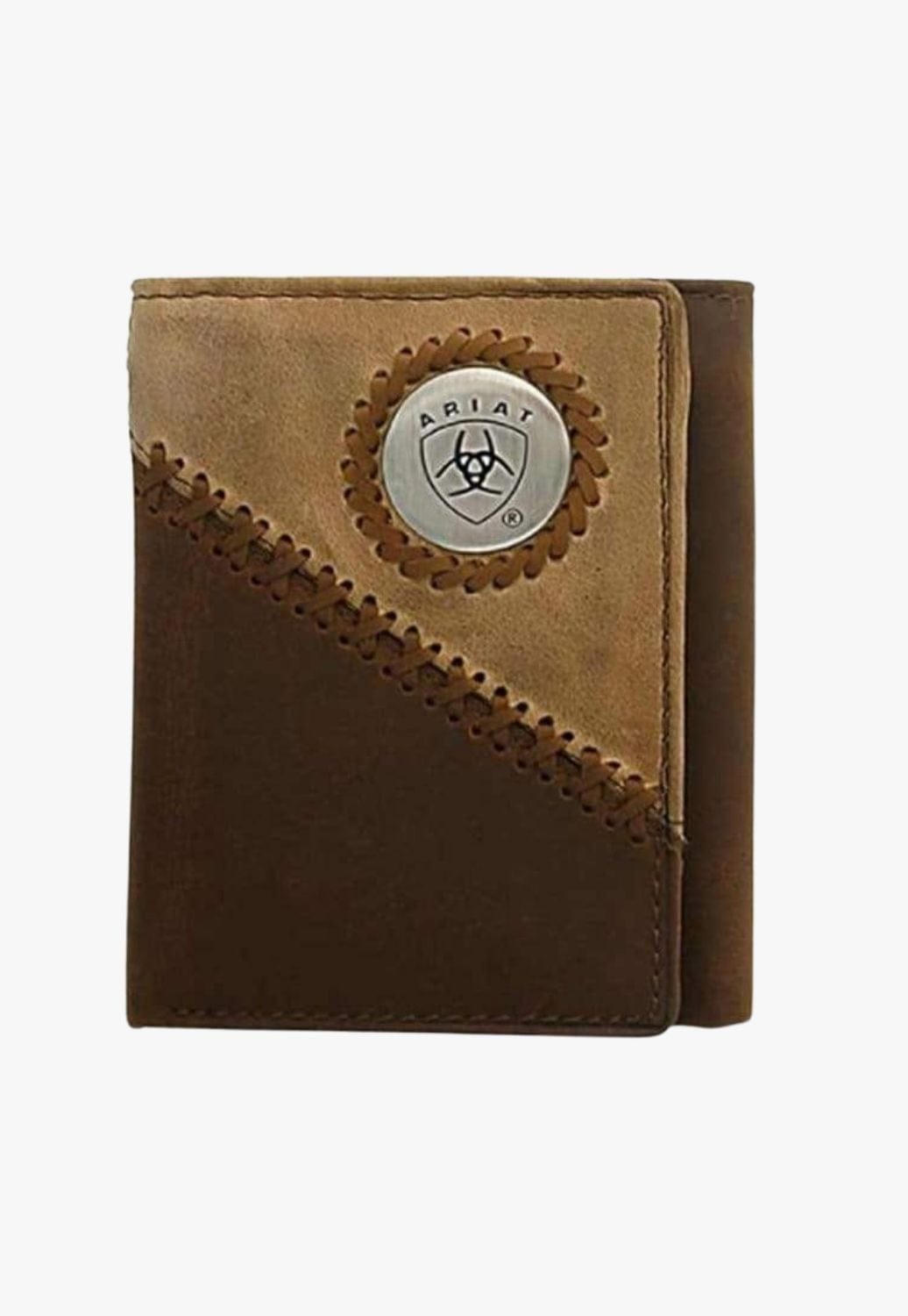 Ariat ACCESSORIES-Mens Wallets Distressed Brown Ariat Mens Tri-Fold Wallet
