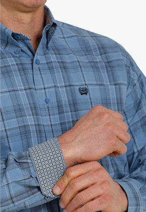 Cinch CLOTHING-Mens Long Sleeve Shirts Cinch Mens Plaid Contrast Long Sleeve Shirt