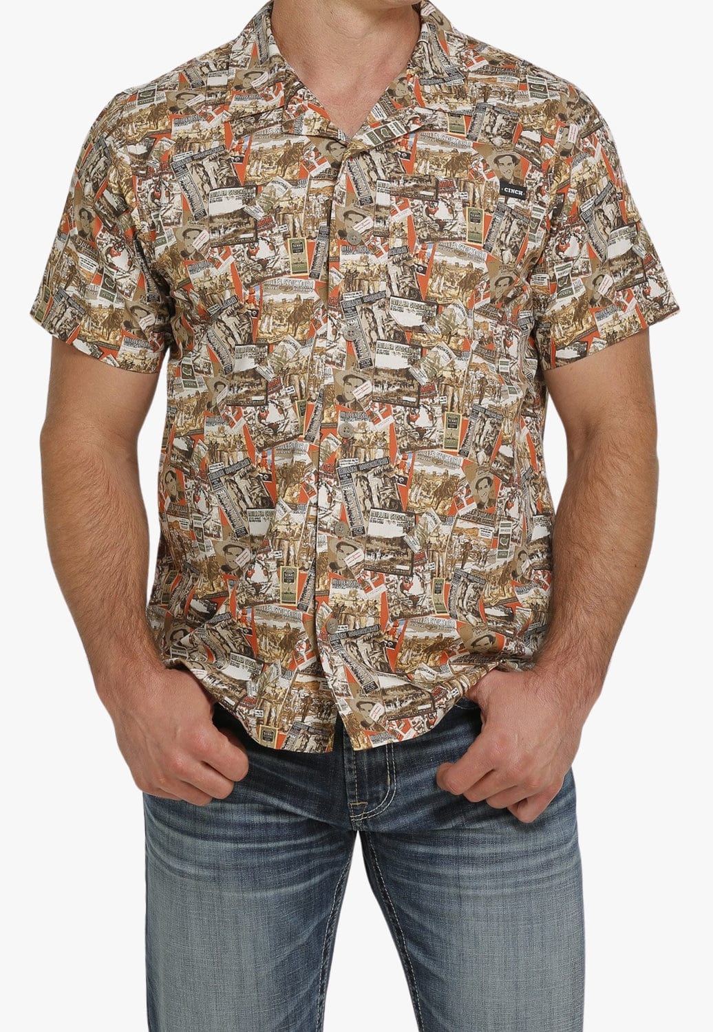 Cinch CLOTHING-Mens Short Sleeve Shirts Cinch Mens Rodeo Print Short Sleeve Shirt