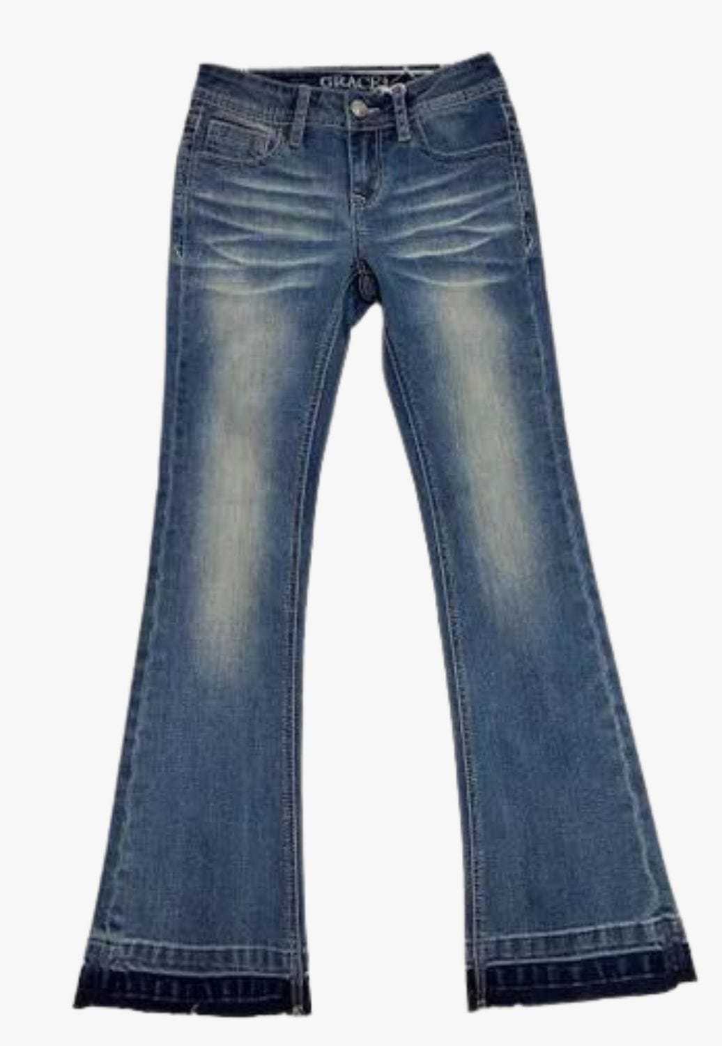 Grace In LA CLOTHING-Womens Jeans Grace In LA Girls 3D Eagle Jean