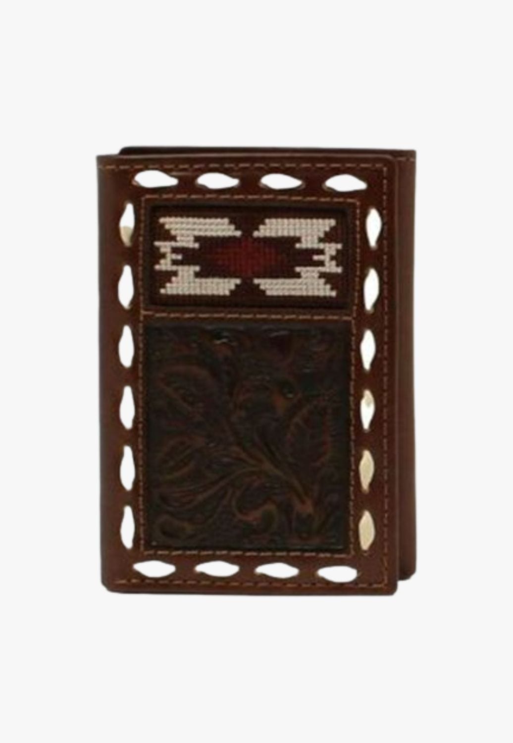 NOCONA ACCESSORIES-Mens Wallets Brown Nocona Tooled Trifold Wallet