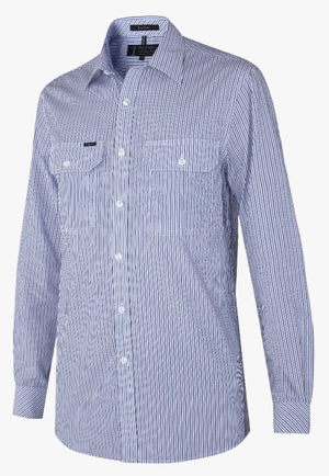 Pilbara CLOTHING-Mens Long Sleeve Shirts Pilbara Mens Stripe Long Sleeve Shirt