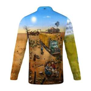 PURE DUST CLOTHING-Mens Long Sleeve Shirts Pure Dust Adults Break the Drought Sublimated Long Sleeve Shirt