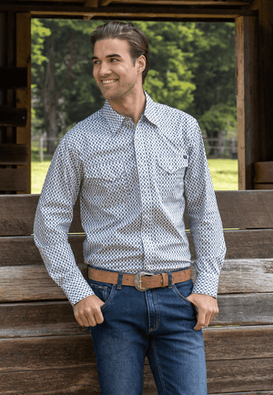 Pure Western CLOTHING-Mens Long Sleeve Shirts Pure Wetsern Mens Freeman Long Sleeve Shirt