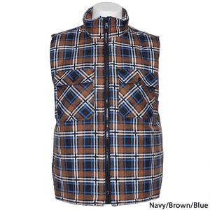 Ritemate WORKWEAR - Mens Jackets S / Navy/Brown/Blue Ritemate Zipper Flannelette Quilted Vest RM123V