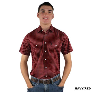 Ritemate CLOTHING-Mens Short Sleeve Shirts S / Navy/Red Ritemate Mens Short Sleeve Shirt