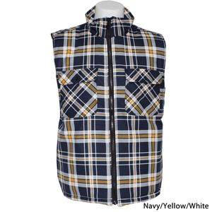 Ritemate WORKWEAR - Mens Jackets S / Navy/Yellow/White Ritemate Zipper Flannelette Quilted Vest RM123V