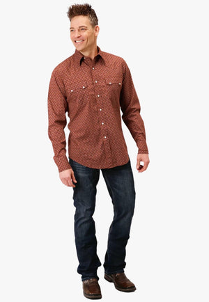 Roper CLOTHING-Mens Long Sleeve Shirts Roper Mens West Made Collection Long Sleeve Shirt