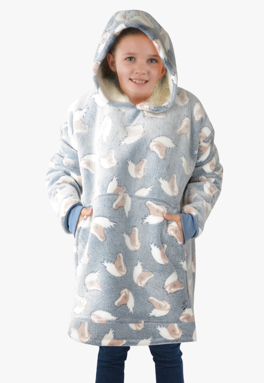 Thomas Cook CLOTHING-Girls Pullovers OSFA / Grey/Blue Thomas Cook Kids Horse Snuggle Hoodie