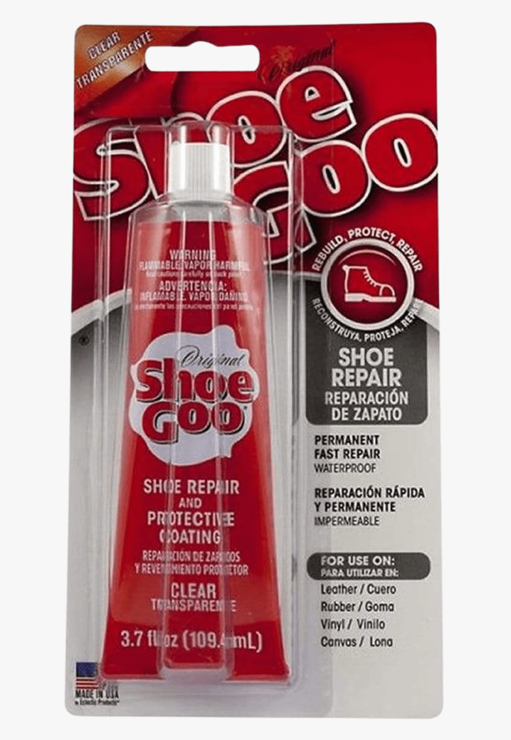 SHOE GOO Adhesive Clear 1 Oz Fast Repair Glue For Leather Rubber Vinyl  Canvas