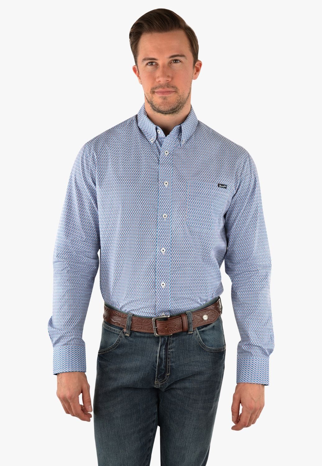 Wrangler CLOTHING-Mens Long Sleeve Shirts Wrangler Mens Hudson Print Long Sleeve Shirt