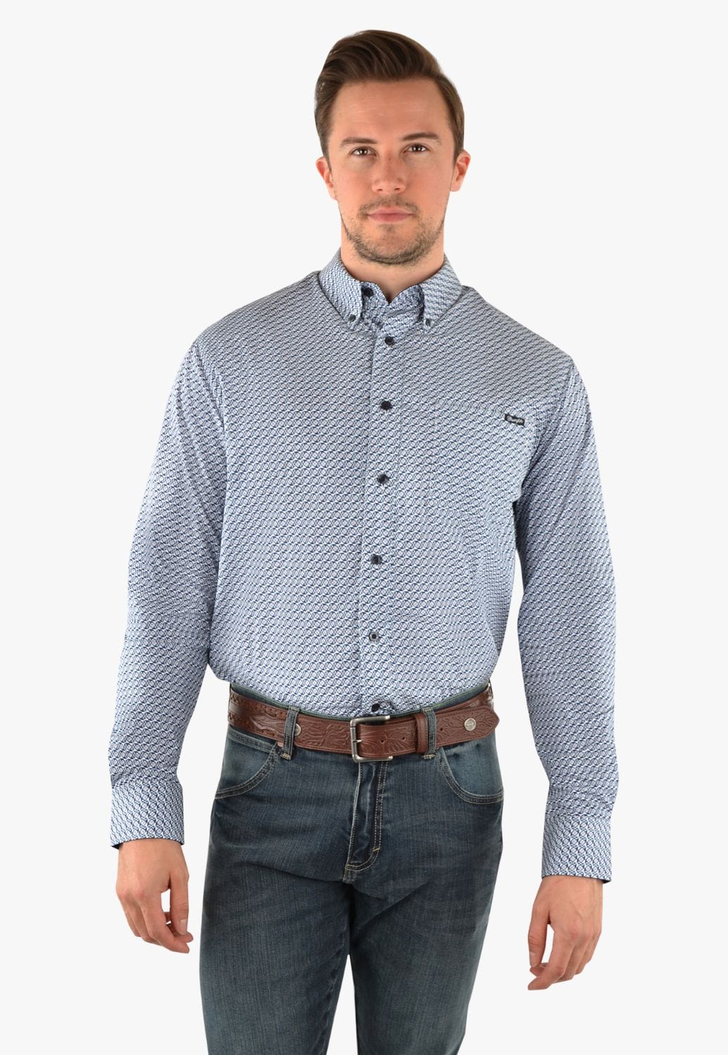 Wrangler CLOTHING-Mens Long Sleeve Shirts Wrangler Mens Porter Print Long Sleeve Shirt