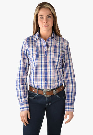Wrangler CLOTHING-Womens Long Sleeve Shirts Wrangler Womens Isabelle Check Western Long Sleeve Shirt