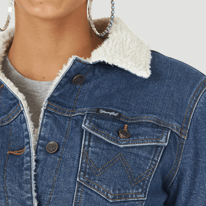Wrangler CLOTHING-Womens Jackets Wrangler Womens Sherpa Lined denim Jacket